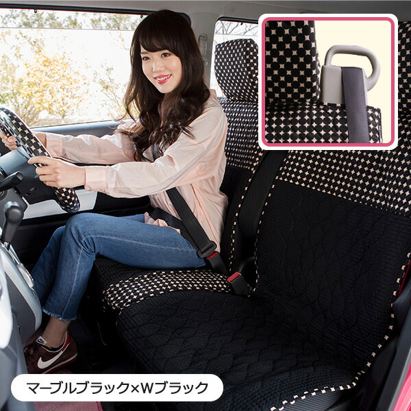 軽自動車・普通車(コンパクトカー)用 汎用シートカバー(前座席用ピラーレスタイプ) かわいい おしゃれ 洗える 日本製/ドット柄