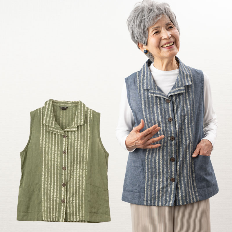 楽天市場 花刺しゅうベスト シニアファッション レディース 70代 80代 春夏 高齢者 服 おばあちゃん 誕生日 ミセス 女性 婦人 プレゼント 実用的 チョッキ おしゃれ ココわく シニアファッション