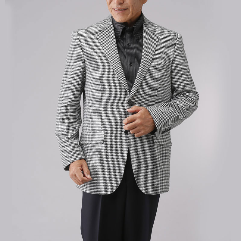≪敬老の日遅れてごめん 無料ラッピング≫ シニアファッション メンズ 80代 70代 60代 90代 秋冬 千鳥柄 テーラードジャケット ブラック おじいちゃん 服 紳士服 男性 祖父 ギフト sサイズ 敬老の日 プレゼント 孫 施設