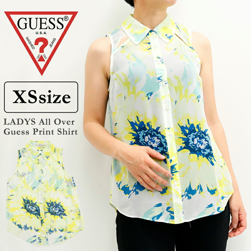 【楽天市場】ゲス レディース トップス GUESS W62H42W4143 All Over Guess Print Shirt ノー