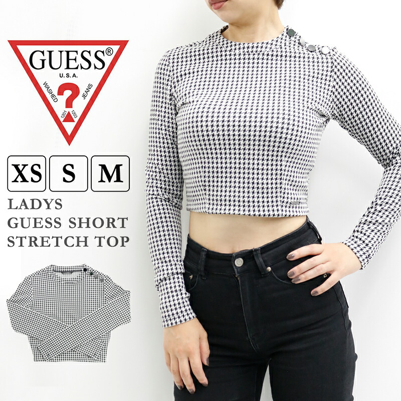 新品　タグ付き！　GUESS　レディース長袖 GUESS Originals Rhinestone Long Sleeve Top 長袖 Tシャツ
