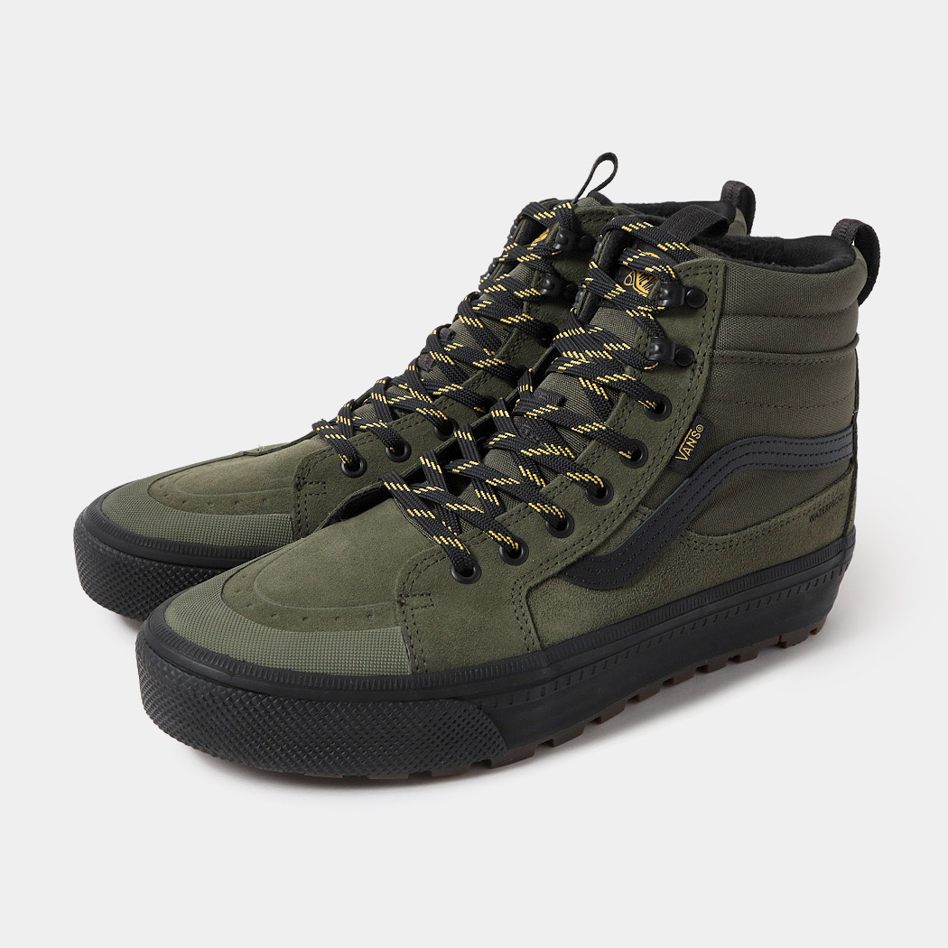 VANS バンズ スケート ハイ Sk8-Hi 防水 スニーカー Mte Waterproof insulated GREEN/BLACK ( スケハイ ヴァンズ カーキ メンズ VN000DAQ203 )