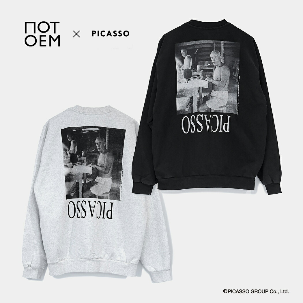 NOT OEM ピカソ ワークフォト スウェット トップス Picasso Work Photo/SW BLACK/ASH GRAY ノット オーイーエム ( 厚手 プリント 黒 グレー メンズ レディース NOT-34 35)