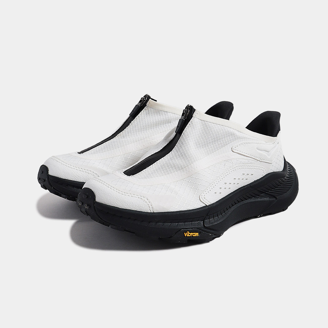 HOKA ONE ONE ホカオネオネ U PROJECT TRANSPORT FROST/BLACK プロジェクトトランスポート スニーカー ( 白 ホワイト センター ジップ ZIP スリッポン ブーツ 機能性 レディース ウィメンズ 履きやすい 1162850-FLCK )