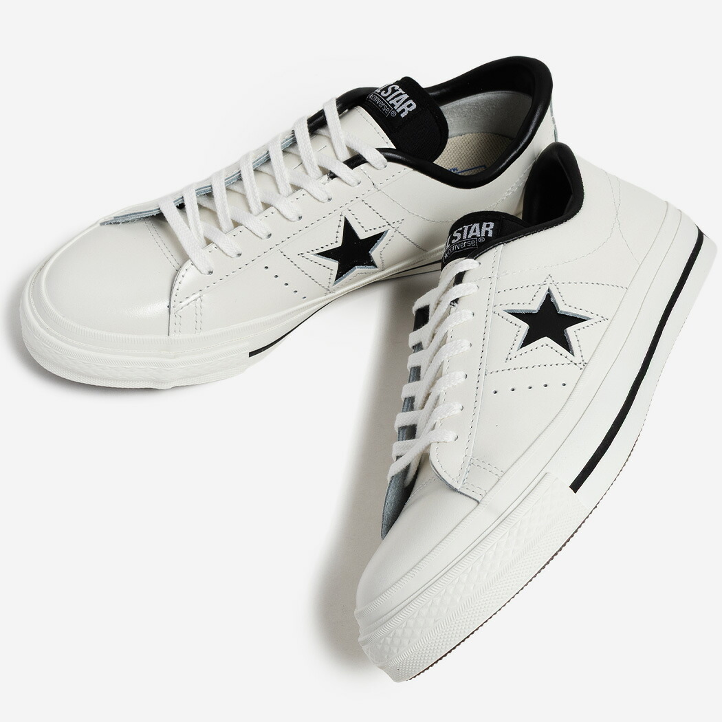 【お買い物マラソン限定クーポン配布中!!】CONVERSE コンバース ワンスター レザー スニーカー ONE STAR J MADE IN JAPAN WHITE/BLACK ( 白 ホワイト 黒 LEATHER 32346510 )
