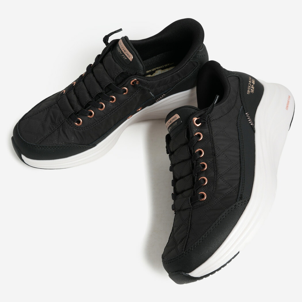 【お買い物マラソン限定クーポン配布中!!】SKECHERS スケッチャーズ コンツアーフォーム スニーカー CONTOUR FOAM BLACK/ROSE GOLD ( ブラック 黒 レディース スリップインズ ハンズフリー 履きやすい 脱ぎ履き簡単 150413BKRG )