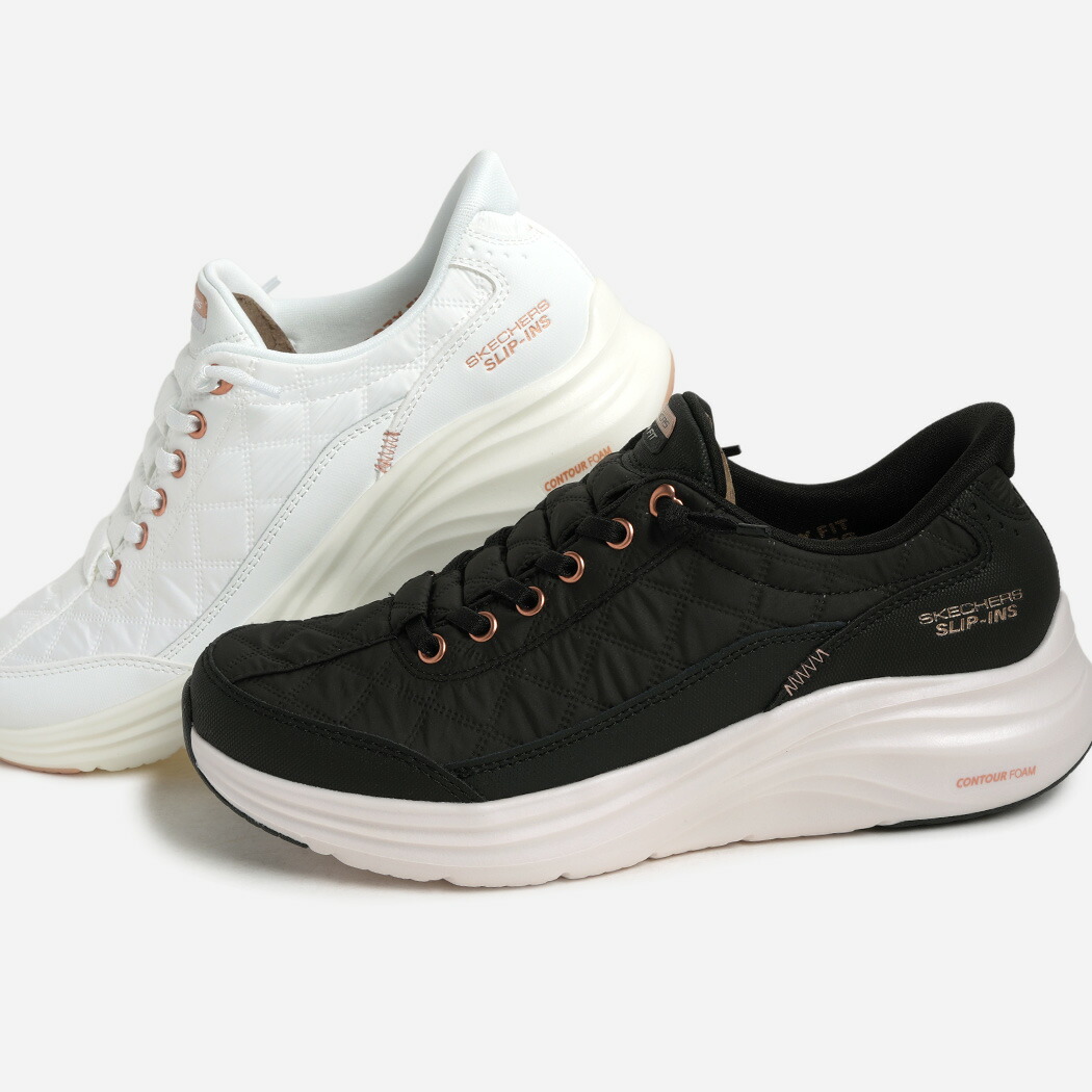 【お買い物マラソン限定クーポン配布中!!】SKECHERS スケッチャーズ コンツアーフォーム スニーカー CONTOUR FOAM BLACK/ROSE GOLD WHITE/ROSE GOLD ( ブラック 黒 レディース スリップインズ ハンズフリー 履きやすい 脱ぎ履き簡単 150413 )