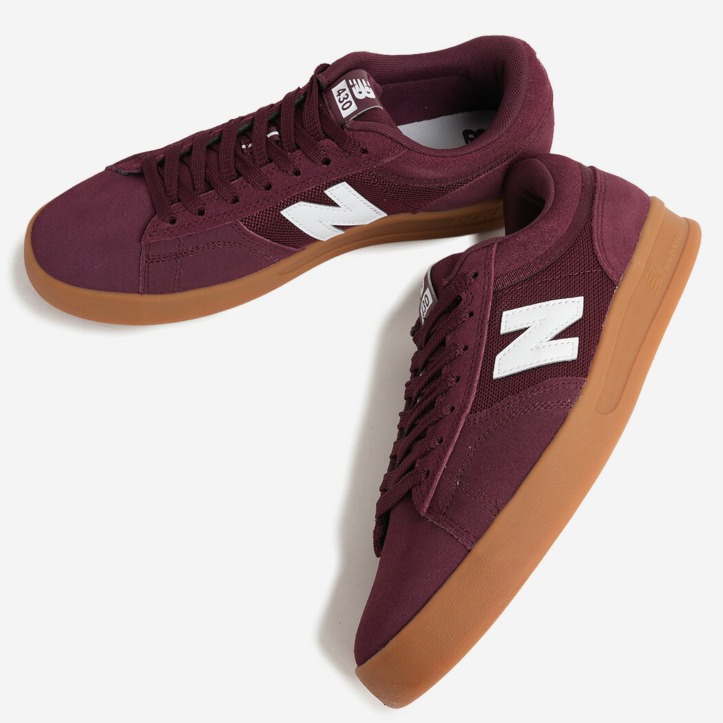 NEW BALANCE NUMERIC UN430BYG BURGUNDY WHITE ニューバランス ヌメリック 430 スニーカー ( レッド バーガンディ ローテク ガムソール 赤 SKATE スケート メンズ )|codexxx