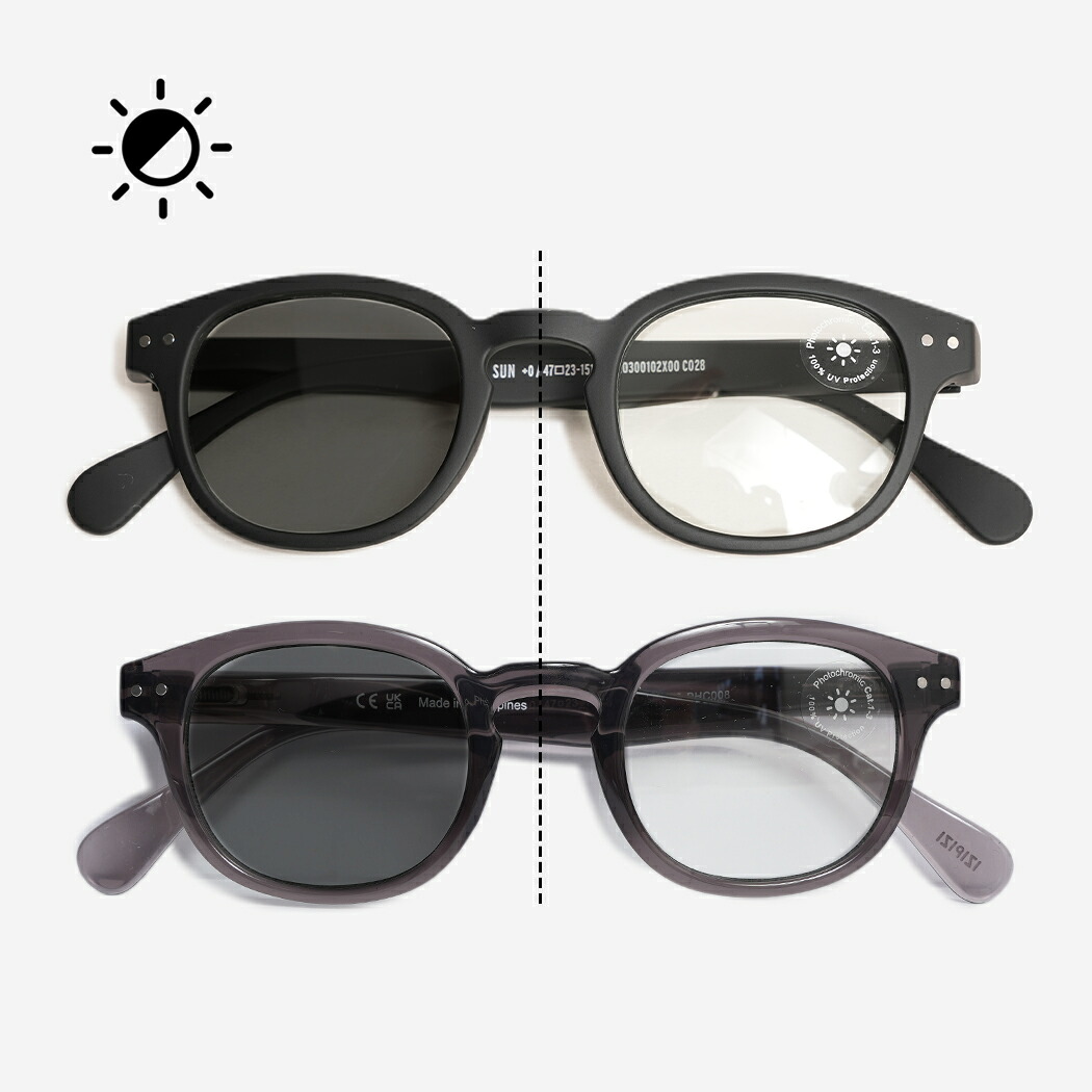 【 ポイント5倍！】IZIPIZI SUN LIGHT ADAPTIVE #C 2COLOR イジピジ サン ライト アダプティブ 偏光 サングラス アイウェア ( 眼鏡 メガネ 黒 グレー ウェリントン メンズ レディース )｜codexxx 7,869円