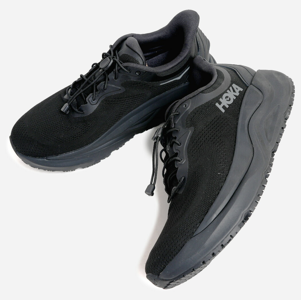 HOKA ONE ONE ARAHI SR BLACK ホカ オネ オネ アラヒ スニーカー ( ドローコード 厚底 ブラック 黒 オールブラック 撥水 メンズ 1168712-BBLC )|codexxx