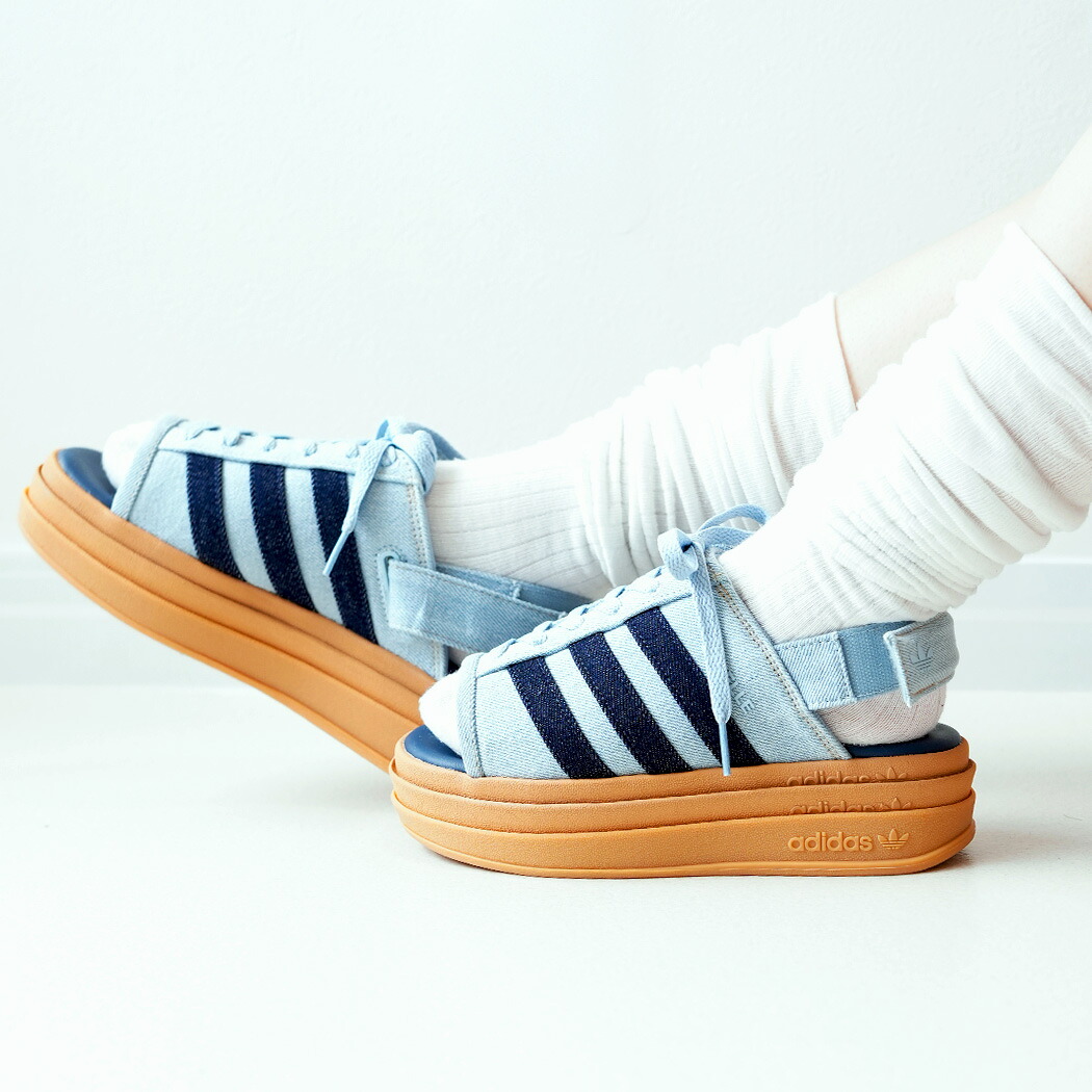adidas アディダス ガゼル ボールド 厚底 サンダル GAZELLE BOLD SANDALS WONDER BLUE DENIM ( かわいい 盛れる おしゃれ ブルー ストラップ 青 デニム レディース ウィメンズ KI0008 )｜codexxx
