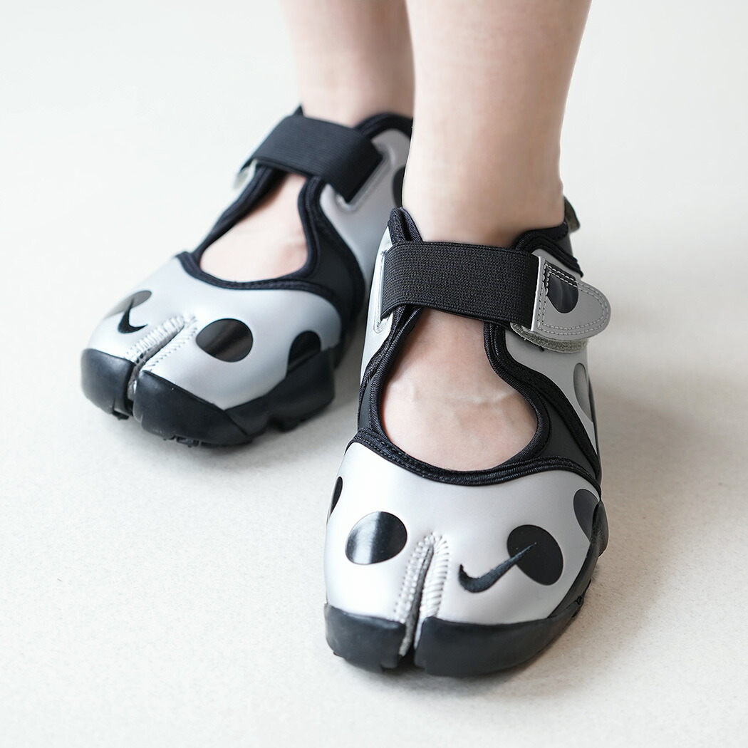 NIKE WMNS AIR RIFT BLACK METALLIC SILVER ナイキ ウィメンズ エア リフト サンダル スニーカー 足袋 タビ レディース ( シルバー 水玉 IR1226-001 )|codexxx