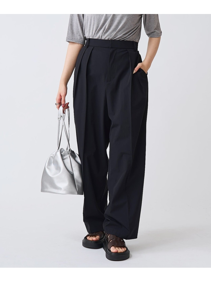 【RONEL】ボーダレス ストレートワイド タックパンツ RONEL コーエン パンツ スラックス・ドレスパンツ ベージュ ブラック【送料無料】[ Fashion]