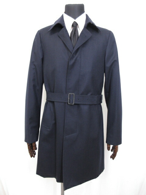 極美品 ラルディーニ Lardini ロロピアーナ生地 Rain System ベルト付き 中綿入りステンカラーコート メンズ 46 紺色 伊製 6hr1080 中古 Marquessilvaadvogados Com