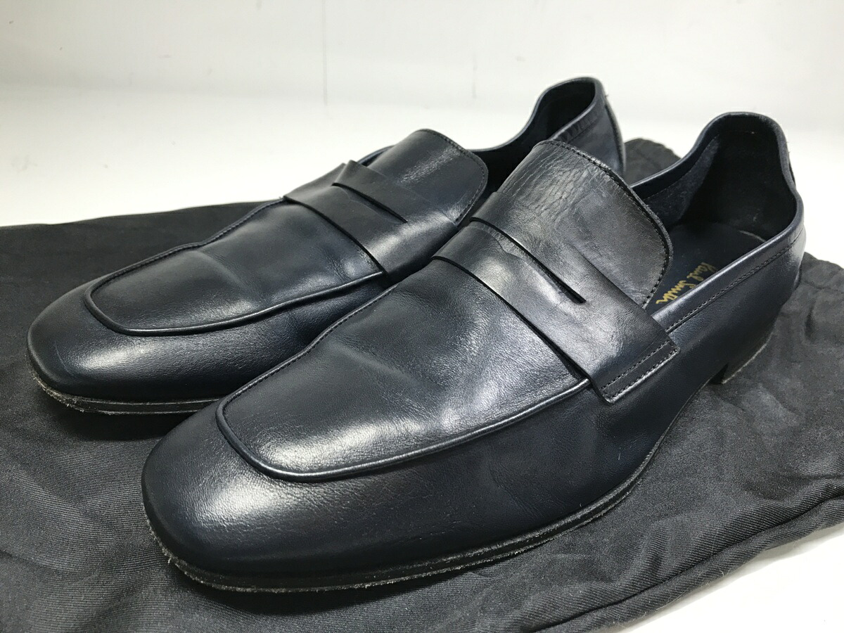 ポールスミス Paul Smith 柔らかい革 ローファー スリッポン メンズ Size7 ネイビー イタリア製 Suxc V216 Nap 11mz1279 中古 Restorationgardner Org