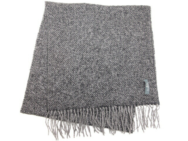 超美品 エルメネジルドゼニア カシミヤ100 織り柄 ストール マフラー メンズ チャコールグレー系 伊製 10me3550 中古 Psicologosancora Es
