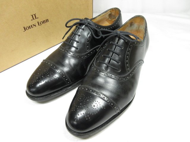 【ジョンロブ JOHN LOBB】 SEYMOUR セイムール セイモア セミブローグ ドレスシューズ 靴 (メンズ) size7E 8695  ブラック ◎18MZA2219◎【中古】｜クール・ヴェール 楽天市場店