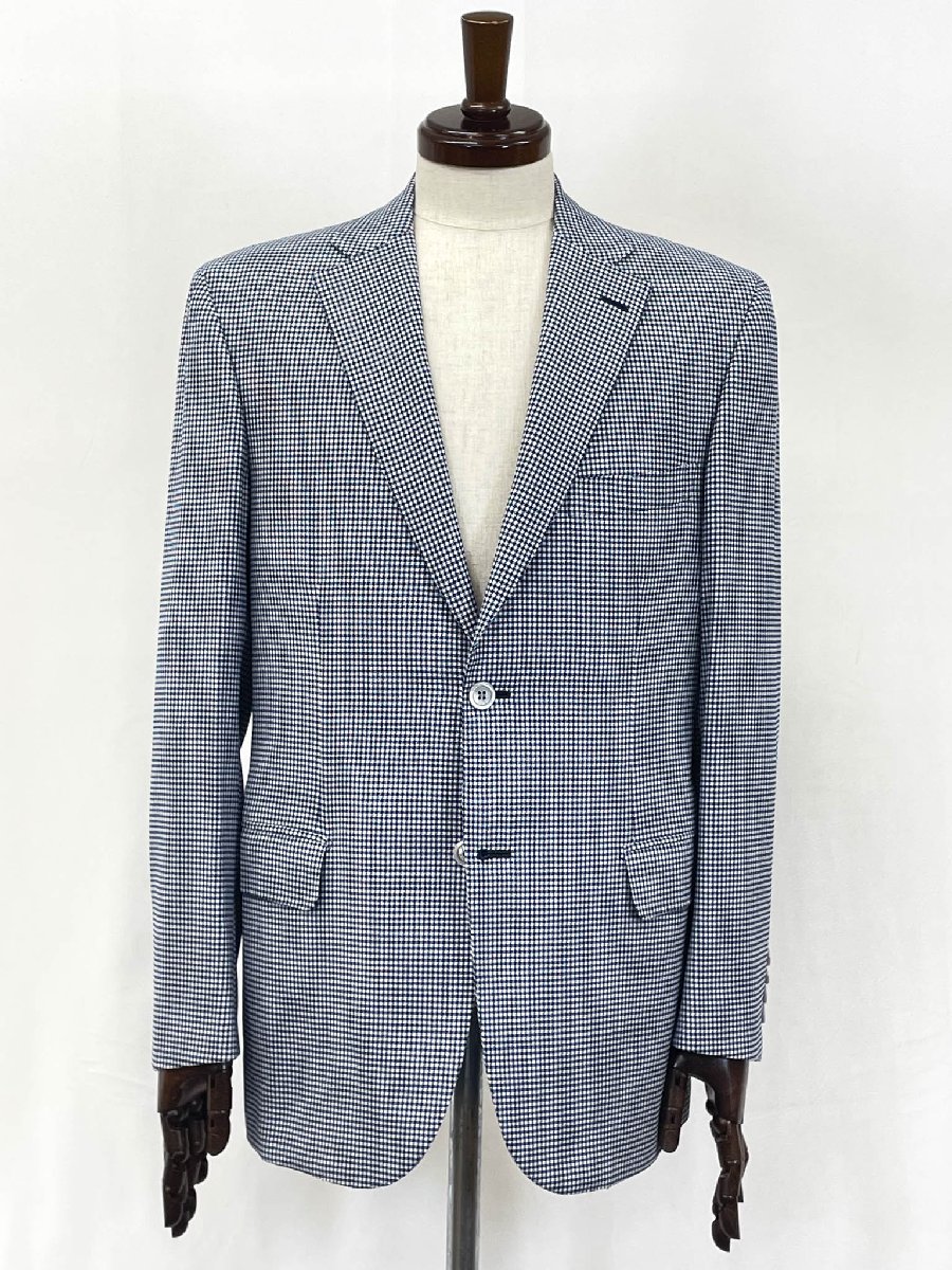 未使用【ブリオーニ Brioni】RAVELLO ヴェンティクアトロ シングル2ボタン ジャケット (メンズ) 50C ネイビー×ホワイト 伊製★32HRB0040★【中古】|クール・ヴェール 店