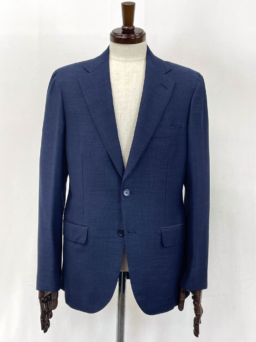 最高級 未使用【ブリオーニ Brioni】New Plume/ヴェンディクアトロ ウール100％ 2ボタン ジャケット (メンズ) 50C 紺 織柄 伊製★32HRB0042【中古】｜クール・ヴェール 店