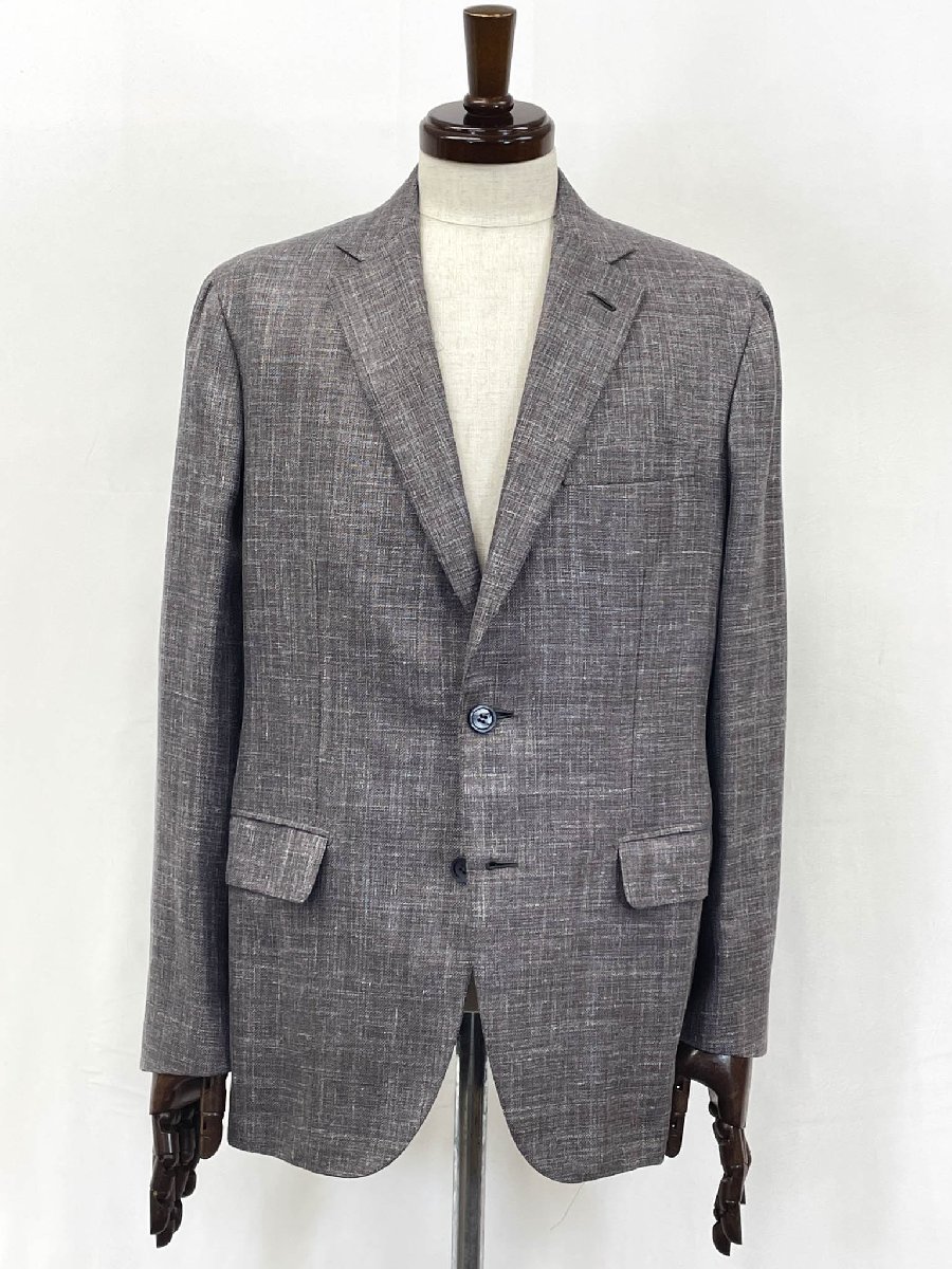 最御前上等購入注文 未当てはめる【ブリオーニ Brioni】PLUME 毛糸×絹地×リネン 2名取り草 上衣 (メンズ) 50C 赤銅色系 ★32HRB0039★【中古】