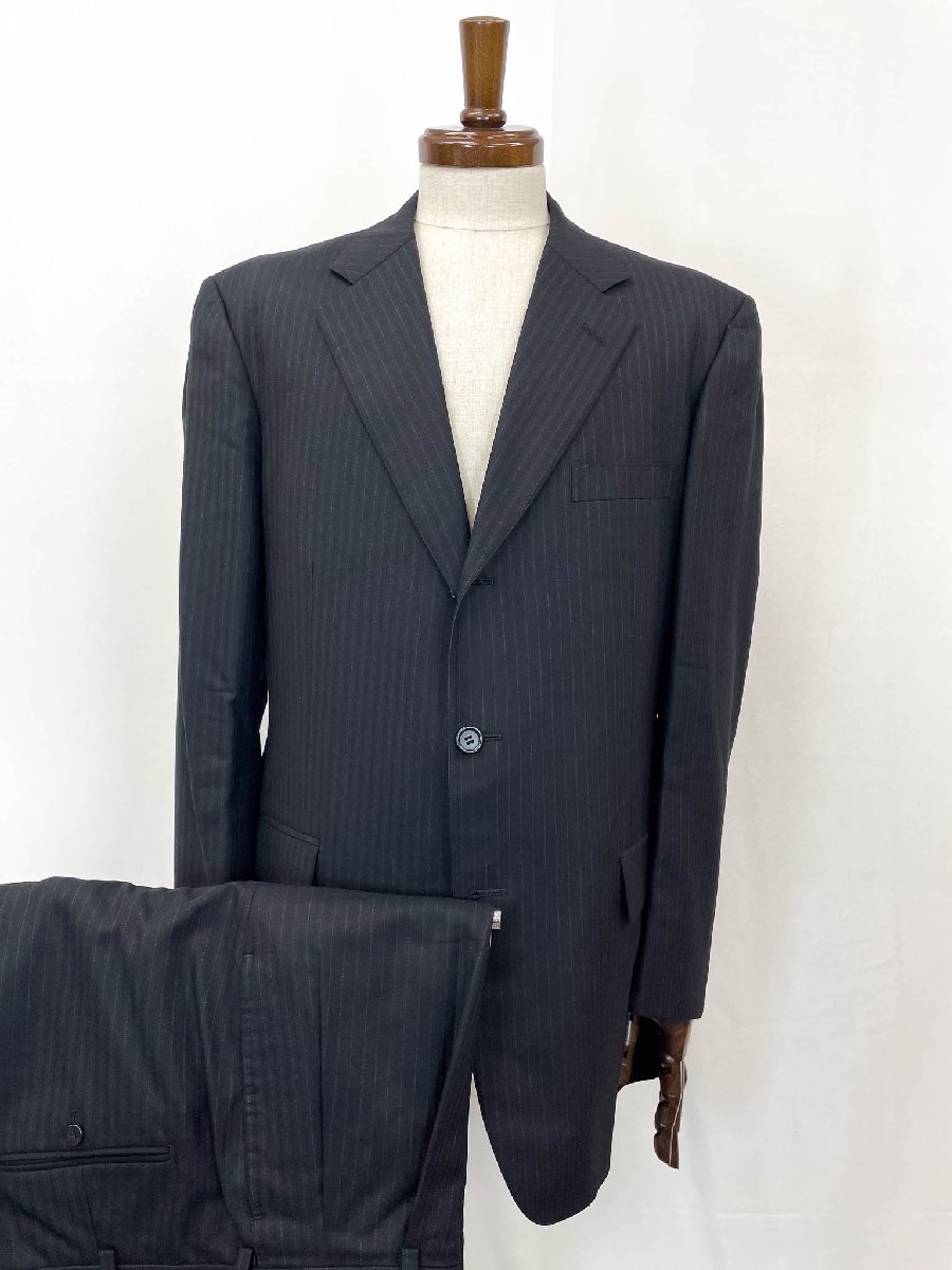 【ブルックスブラザーズ Brooks Brothers】 19-02-6608 3B段返り 縞模様柄 背広 (メンズ)41REG 35W 黒いこと×赤銅色★35MSB0335★【中古】