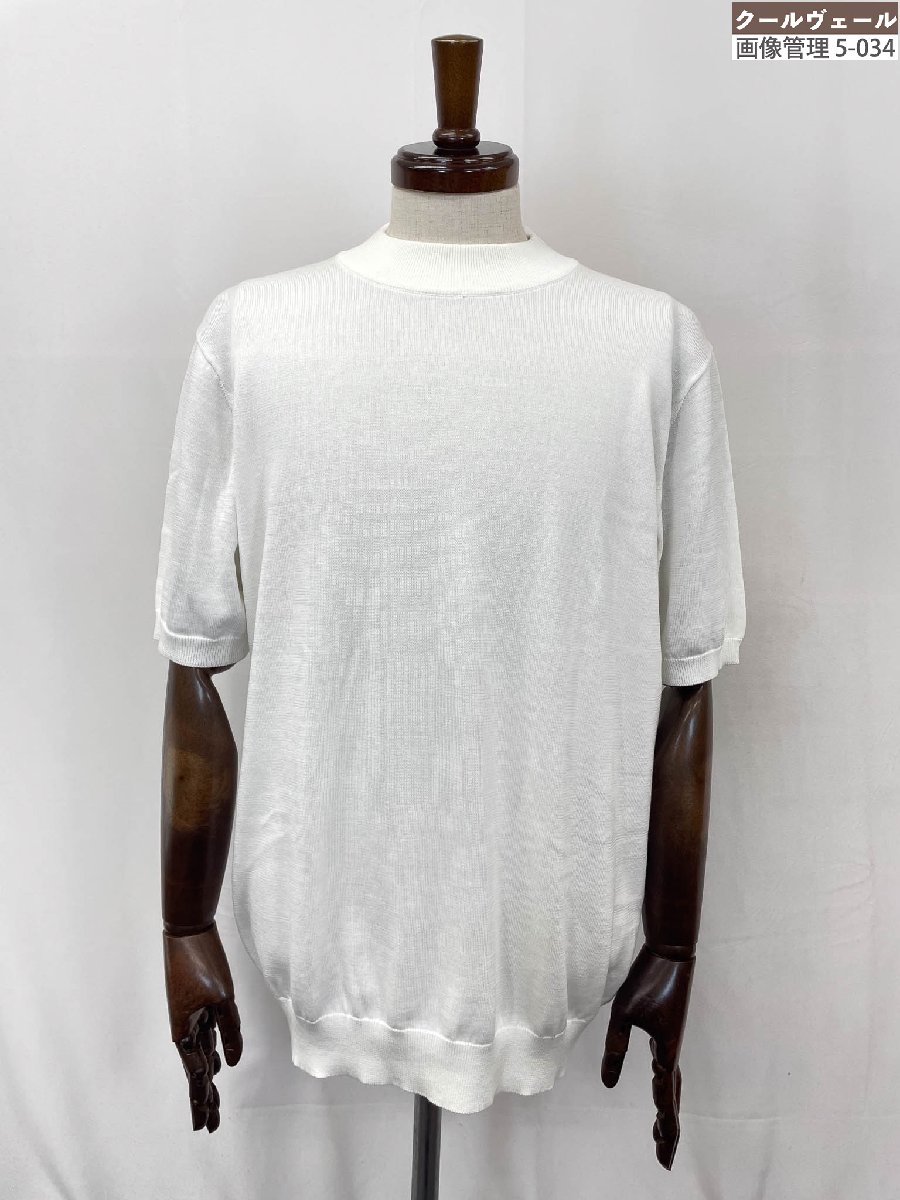 超美品 【バーニーズニューヨーク×gim】 2195854 綿織物原料品 モックネック 半袖 編み物 (メンズ) sizeL 白いこと ★33MNB0118★【中古】