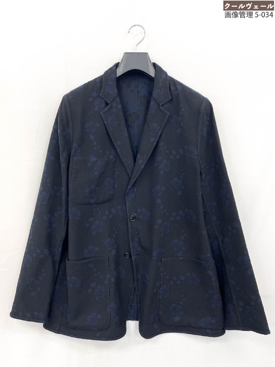 極美品【エルメス HERMES】G19936 リヴァーシブル アンコンジャケット 総花柄刺しゅう (メンズ) size56/DROP8R 米国海軍×黒いこと ★32MJB0300★【中古】