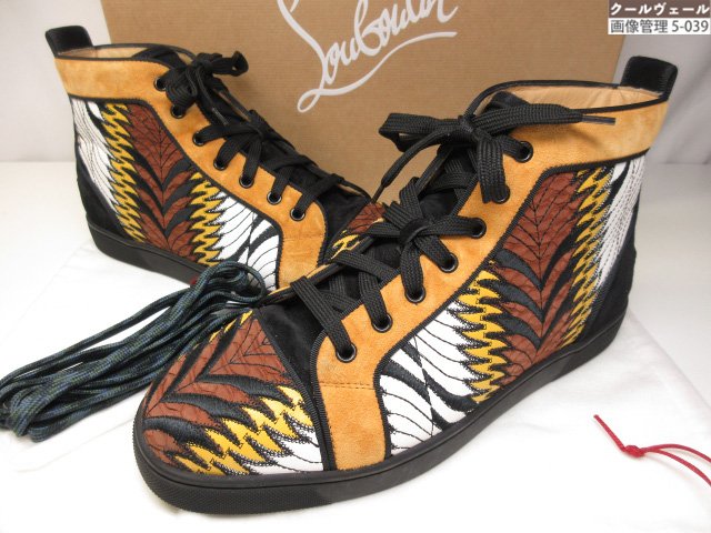 極美品【クリスチャンルブタン Christian Louboutin】LOUIS ORLATO FLAT ハイカット レザースニーカー (メンズ) 42 ブラウン系 ★37MZB0478【中古】｜クール・ヴェール 店