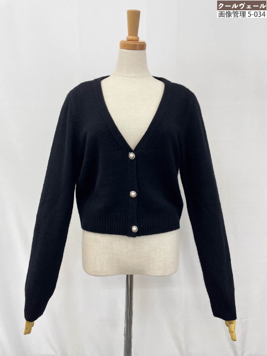 超美品【フォクシー FOXEY】 カシミール100％ V素っ首 編み物ジレー (レディース) size38 黒いこと 37168-KAJFI432MK ★33LNB0043★【中古】
