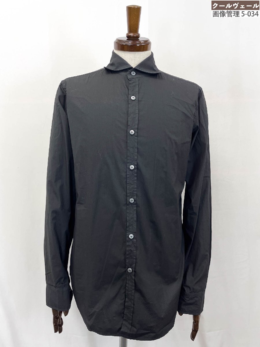 美品【ヤコブコーエン JACOB COHEN】 ホリゾンタルカラー 長袖プルオーバー (メンズ) size38 黒いこと ★33MKB0146★【中古】