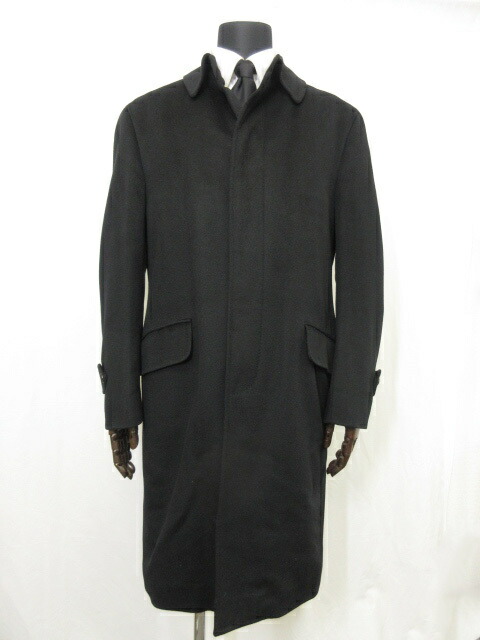 即納 最大半額 美品 ポールスチュアート Paul Stuart カシミヤ100 使用 比翼ボタン ロング丈 コート メンズ Sizel ブラック 8mw1517 中古 独創的 Bobbievet Com