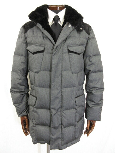 楽天市場 極美品 ブリオーニ Brioni ビーバーファー レザー付き シルク素材 ダウンジャケット ダウンコート メンズ グレー Sizem 3hr661 中古 クール ヴェール 楽天市場店