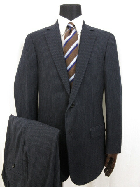 流行に ブルックスブラザーズ Brooks Brothers 1818 ウール シングル2ボタン ストライプ柄 スーツ メンズ 39r ネイビー系 17ms8623 中古 即納 最大半額 Cisani Org