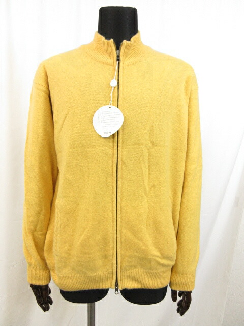即発送可能 未使用 キャヴァリーニ Cavallini カシミヤ100 ダブルジップ ニット メンズ Size5 イエロー イタリア製 10mn2806 中古 高い素材 Elevate In