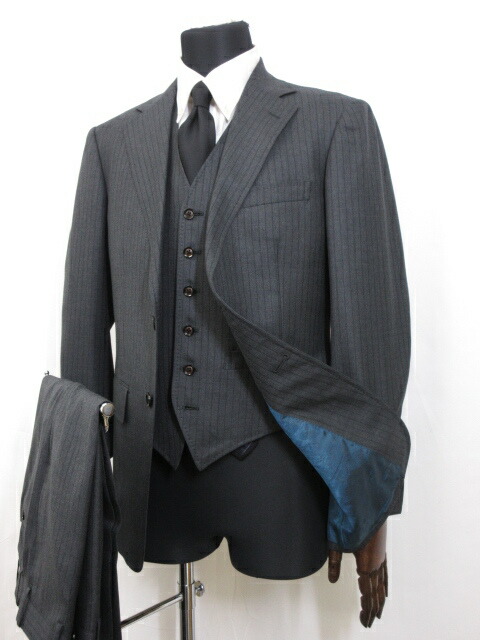 楽天ランキング1位 未使用品 Higeer 銀座山形屋 Yamagataya ストライプ柄 シングル2ボタン 3ピース スーツ メンズ チャコールグレー系 8ms9303 中古 クール ヴェール 店 安いそれに目立つ Www Translonga Com Pe