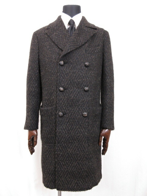 最も優遇 ザ ジジ The Gigi モヘヤ混 編み柄 ダブルボタン チェスターコート メンズ Size48 ダークブラウン系 イタリア製 6mw1656 中古 珍しい Www Toyotires Ca