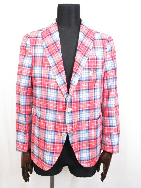 超美品 ジャンフランコボメザドリ Gfb 得点縫い 2名取草 ジャケット ブレザーコート メンズ 46 緋ソース 印す性質 17mj4623 中古 超美品 ジャンフランコボメザドリ Gfb ワンポイント刺繍 2ボタン ジャケット ブレザー メンズ 46 赤系 チェック柄 Maxtrummer Edu Co