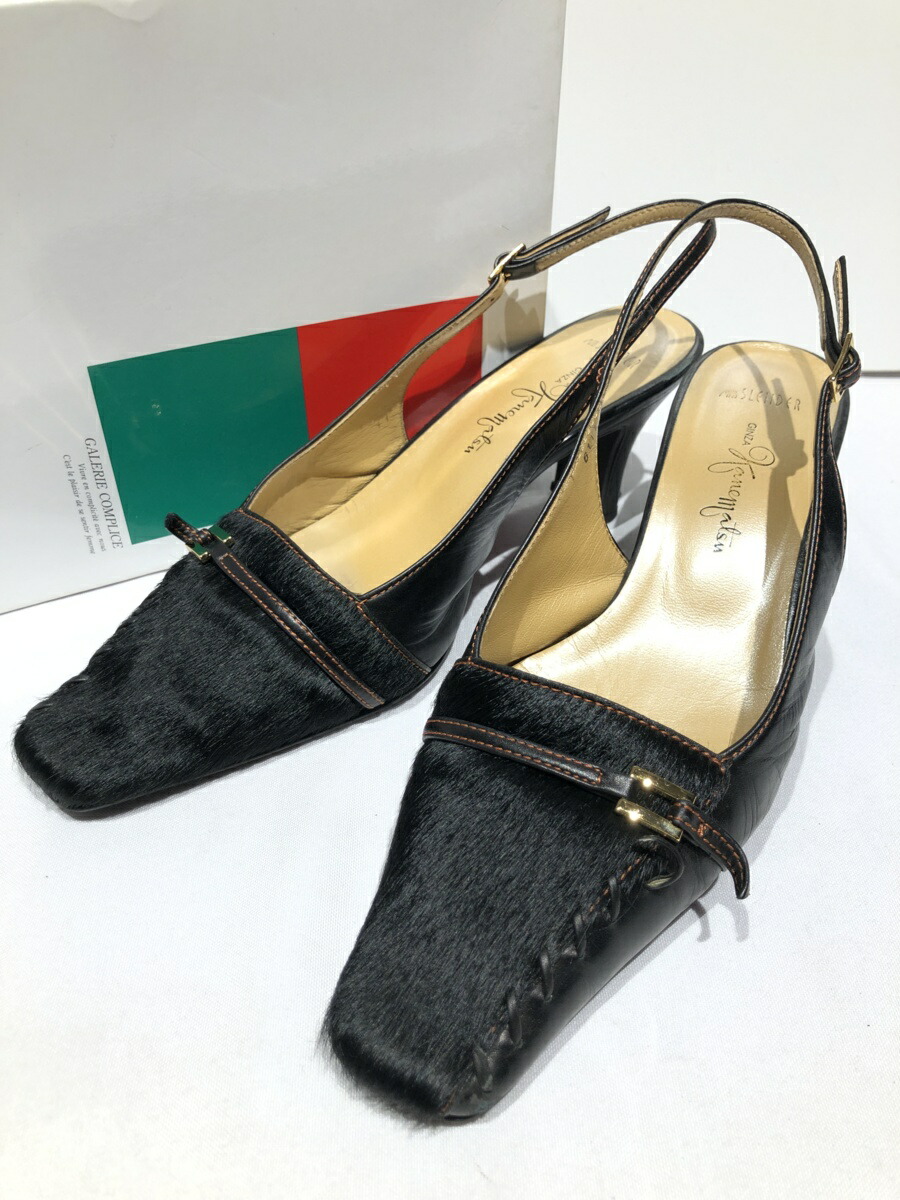 銀座かねまつ Kanematsu ハラコレザー ストラップサンダル パンプス レディース Size23 5 C 黒奴 3lz2790 中古 銀座かねまつ Kanematsu ハラコレザー ストラップサンダル パンプス レディース Size23 5 C ブラック World Odyssey Com