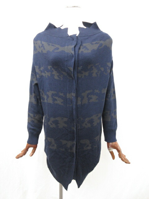 超美品 ワイズ Y S ヨウジヤマモト 変形ニット ロングカーディガン レディース Size2 ネイビー カーキ系 Yr K45 586 7ln4294 中古 Ambersteak House