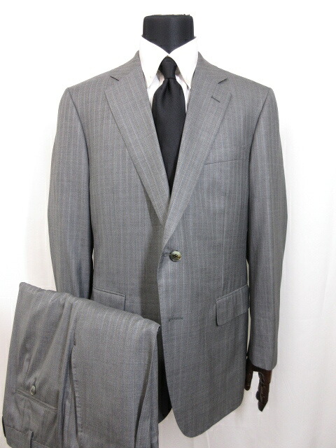 ミラショーン Mila Schon シルク混 シングル2ボタン スーツ メンズ Size98be5 ミディアムグレー ストライプ柄 15ms9786 中古 Sobolewscy Pl