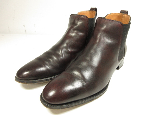 美品 ジョンロブ John Lobb Tudor チューダー サイドゴアブーツ 紳士靴 メンズ Size8d バーガンディ 8mz1521 中古 Collabforge Com