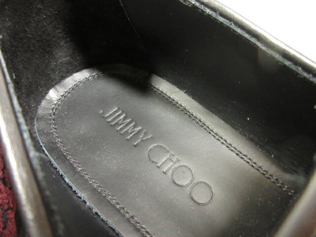 未使用品 ジミーチュウ Jimmy Choo ベロア レオパード柄 ラメ入り スリッポン メンズ Size42 ワインレッド グレー系 11mz1531 中古 Painfreepainrelief Com