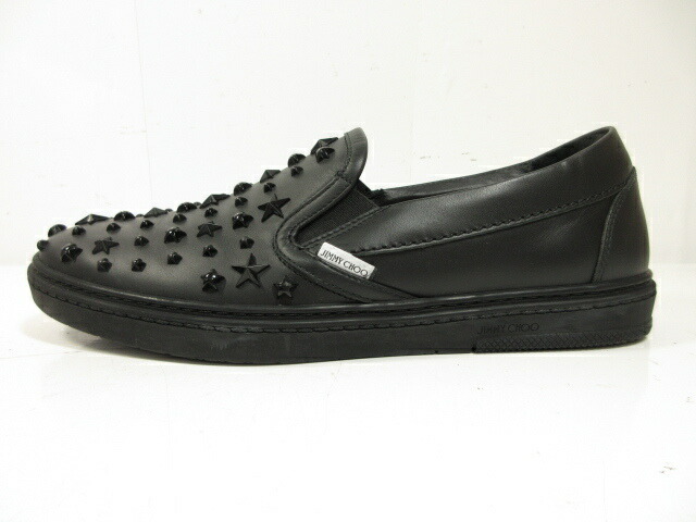 極美品 ジミーチュウ Jimmy Choo Grove Omx164 星スタッズ装飾 レザースリッポン メンズ Size41 ブラック 11mz1535 中古 Painfreepainrelief Com