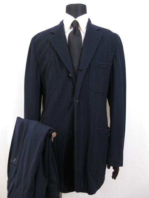 エルメス Hermes シングル3ボタン 段返り スーツ メンズ Size50 ネイビー 濃紺 微起毛 イタリア製 10rms0602 中古 Otce Cl