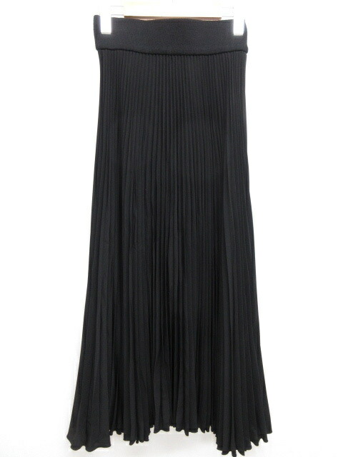 極美品 ルネ Rene ウエストニット切替 ロング丈 アコーディオンプリーツスカート レディース Size36 ブラック 8lf2933 中古 Painfreepainrelief Com
