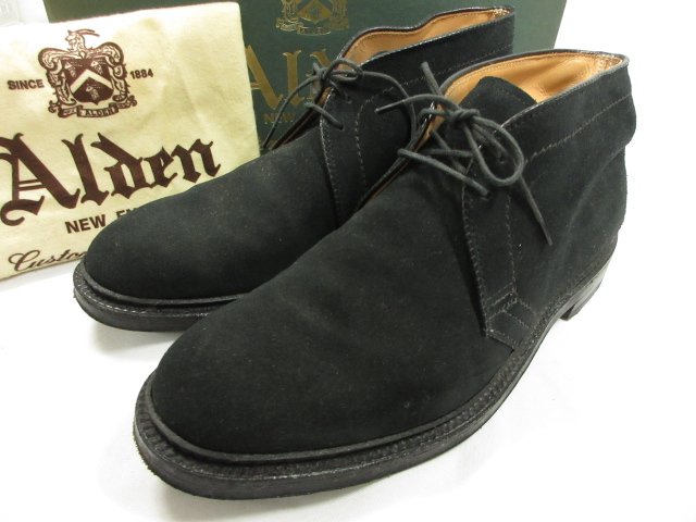 美品 チャッカ オールデン Alden 1371 スエード チャッカブーツ チャッカブーツ デザートブーツ 濃紺 ネイビー メンズ
