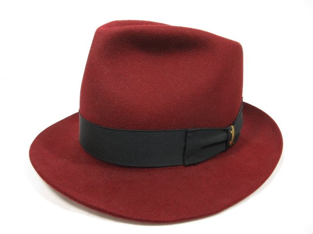 11055円 安い割引 極美品 ラビットハット フェルトハット 中折れハット 帽子 男女兼用 size56 ボルドー系 伊製 7HT1235