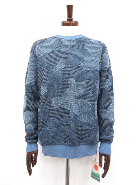 未当て嵌める【ザノーネ ZANONE】 812993 Z1347 Z5506 必要経費71500円 麻×綿 家鴨フラ風編柄 長袖編み物 (メンズ) size44 青色系□10ZZN0050□ 【中古】 トップス-ニット・セーター-メンズファッション