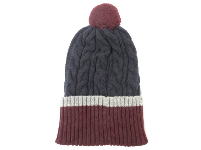 未使用 【ザノーネ ZANONE】 821796 ZM261 Z5317 定価17600円 ウール素材 ポンポン付 ニット帽 帽子 (メンズ) sizeF ネイビー系◯10SLG0061【中古】｜クール・ヴェール 店