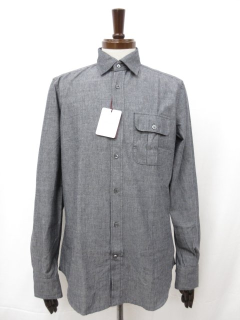 未当て嵌める 【グランシャツ GLANSHIRT】 5XCI00 G658A 920 必要経費44000円 長袖プルオーバー (メンズ) size39 薄墨色系 イタリア製 ◯10GRS202◯ 【中古】 メンズファッション-カジュアルシャツ